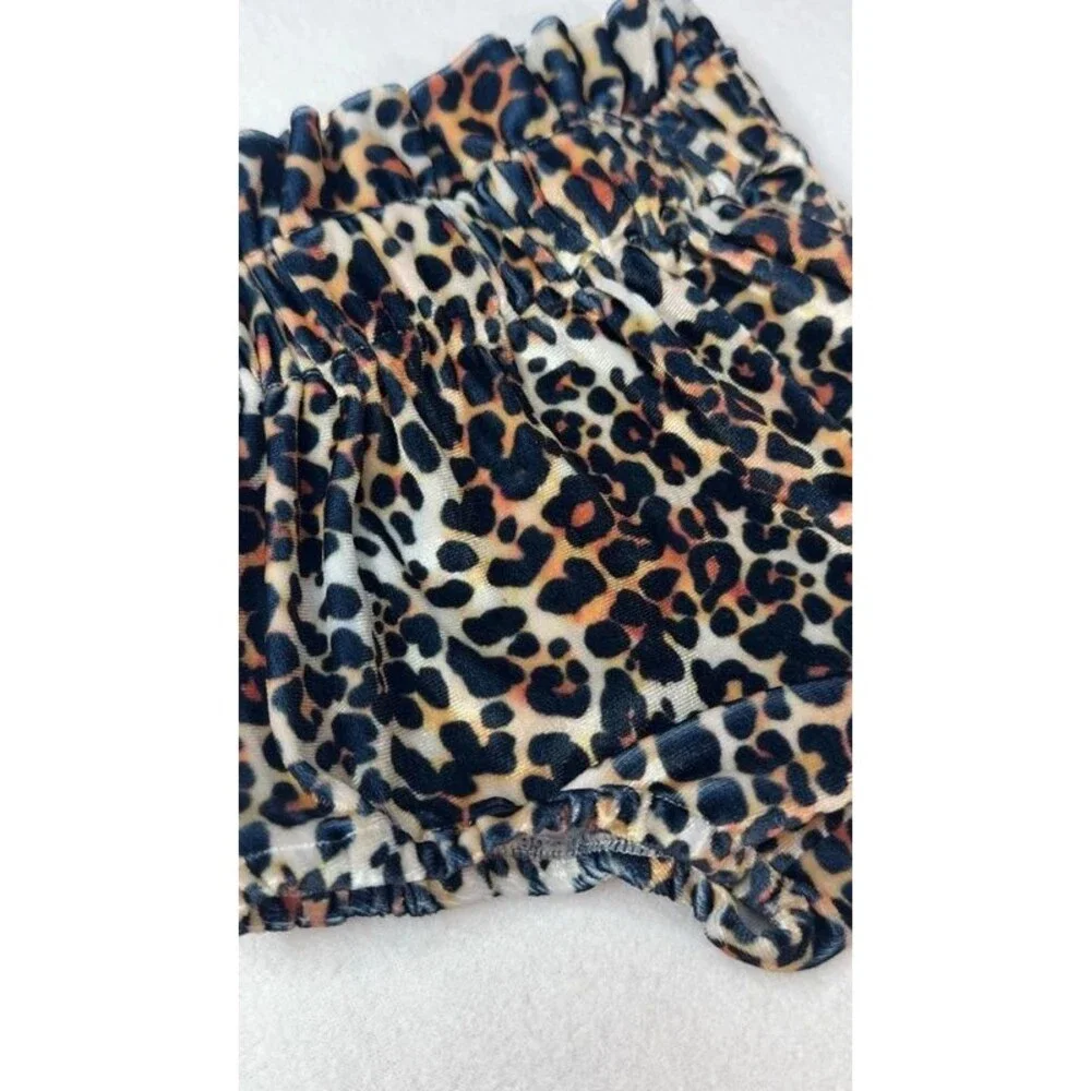 Boutique 2T Toddler Girl Ribbed Ruffle Short Sleeve Top & Leopard Bummies Set